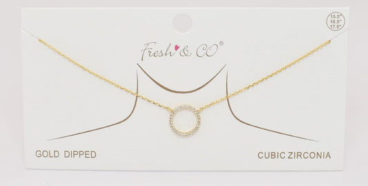 16" Necklace with CZ "O" Connector Pendant