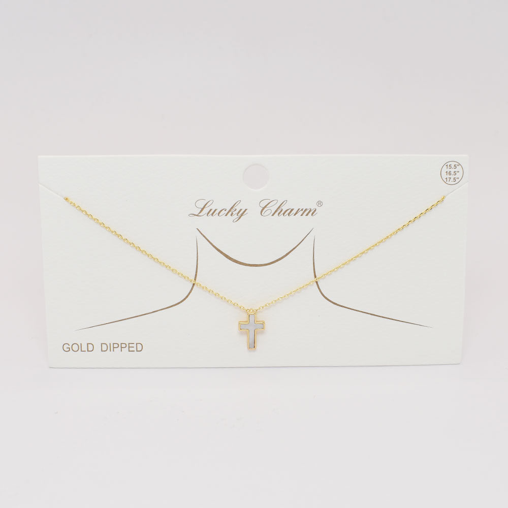 16" Necklace with Marble Cross Pendant