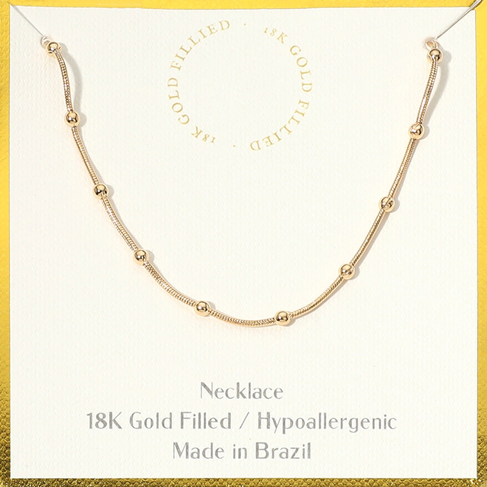 18K Filled Hypo Box Chain with Small Bead - GOLD