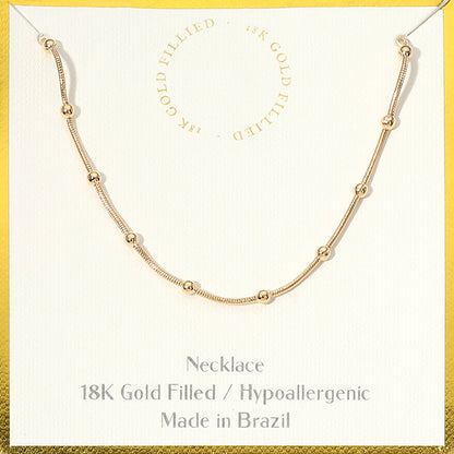 18K Filled Hypo Box Chain with Small Bead - GOLD
