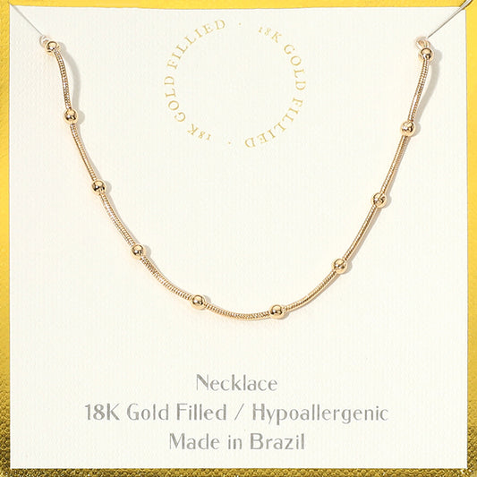 18K Filled Hypo Box Chain with Medium Bead - GOLD