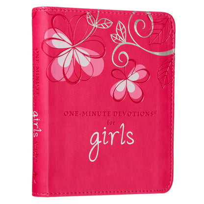 One-Minute Devotions for Girls Pink Faux Leather Devotional