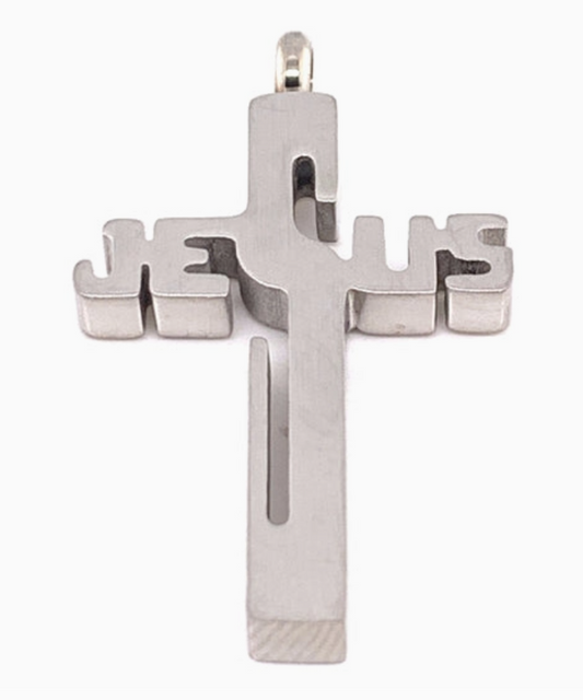 Jesus Cross Stainless w/18" Rolo Chain
