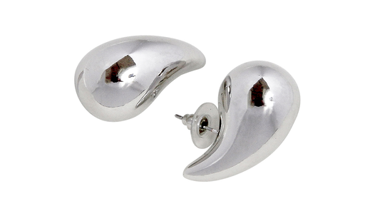 SILVER METAL TEARDROP STUD, 1"