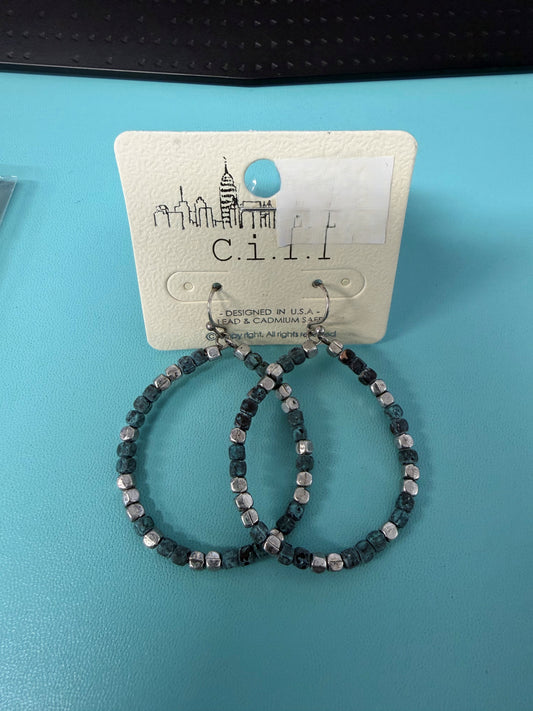 Silver and Turquoise Beaded Dangle Earrings