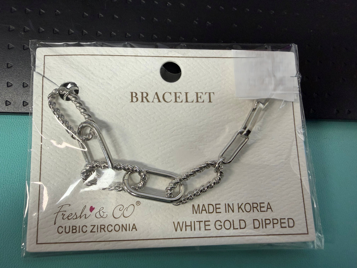WG Dipped Paper Clip Rope Bracelet - SILVER