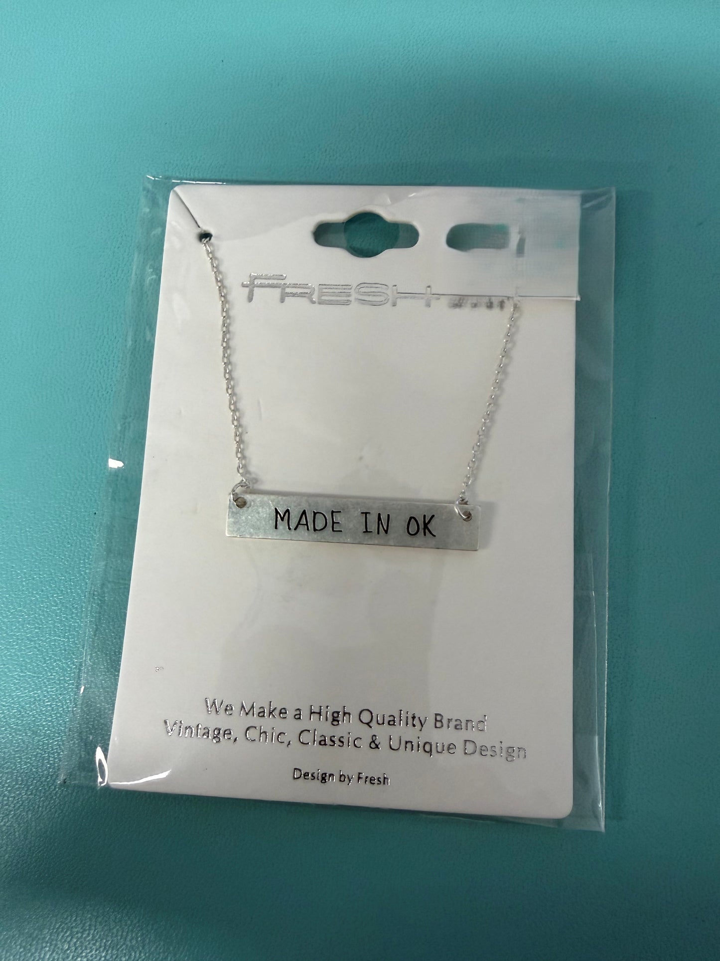 Necklace with "Made in OK" Connecter Pendant - SILVER MATTE