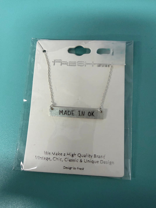 Necklace with "Made in OK" Connecter Pendant - SILVER MATTE