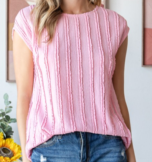Bubblegum Pink Textured Blouse