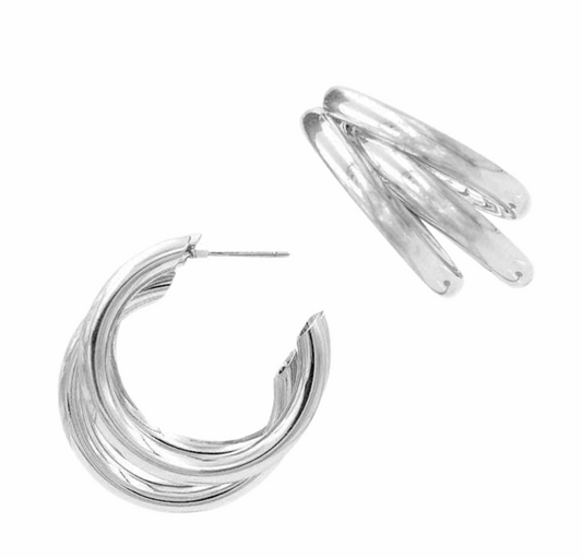 Silver 3 Layered Hoop