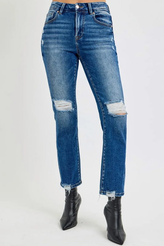 High Rise Crop Straight Jeans