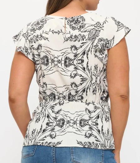 Floral Print Flutter Sleeve Top