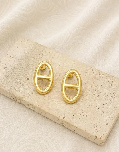 Gold Dipped Oval Bar Studs - GOLD