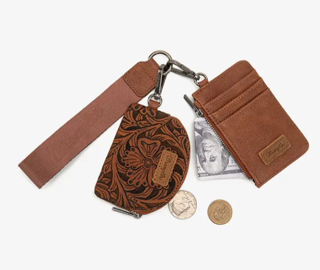 Wrangler Floral Dual Pouch Wristlet