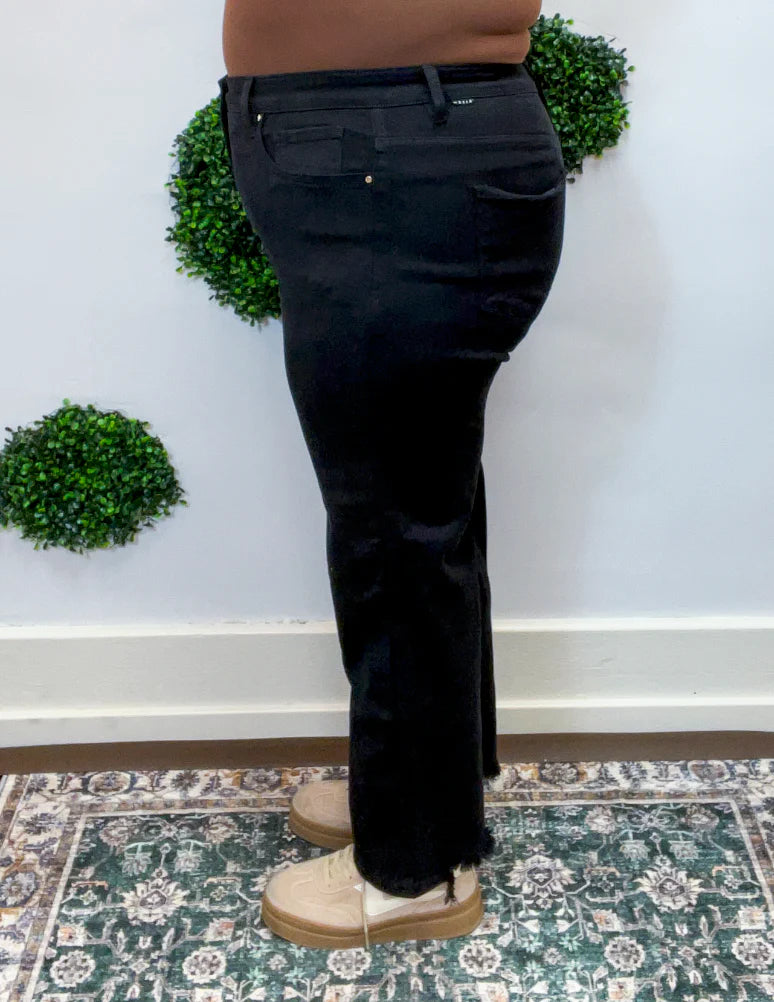 Tummy Control High Rise Crop Black