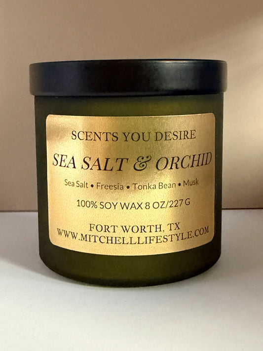 Sea Salt and Orchid Luxury Soy Candle| 8 oz