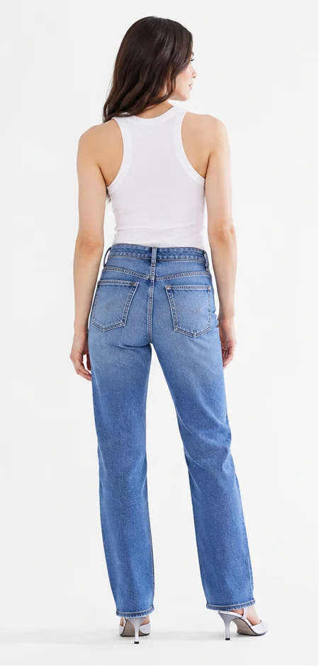 High Rise Slim Straight Leg - Tummy Tuck | Peacock Blue