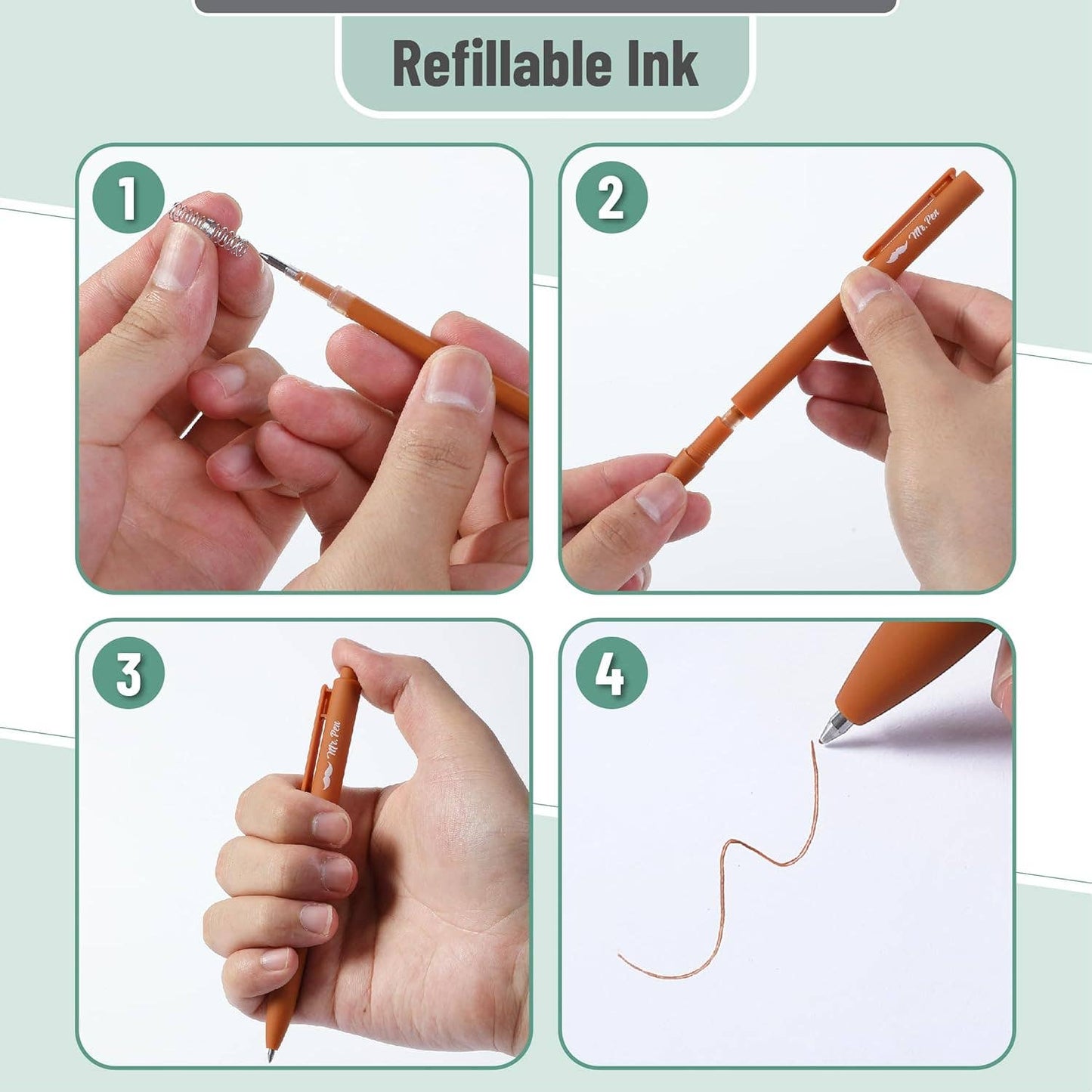 Cute 12-Pack Retractable Gel Pens with Colored Ink