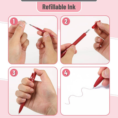 Cute 12-Pack Retractable Gel Pens with Colored Ink