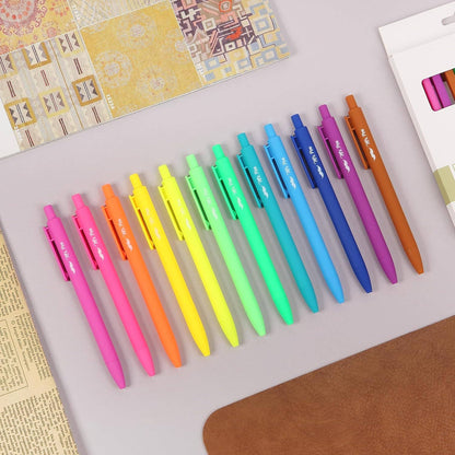 Cute 12-Pack Retractable Gel Pens with Colored Ink