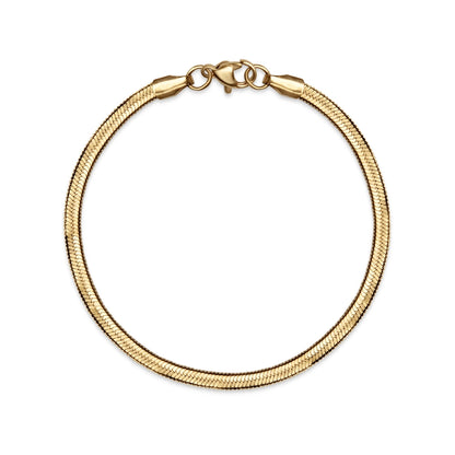 18K Gold Herringbone Chain Bracelet