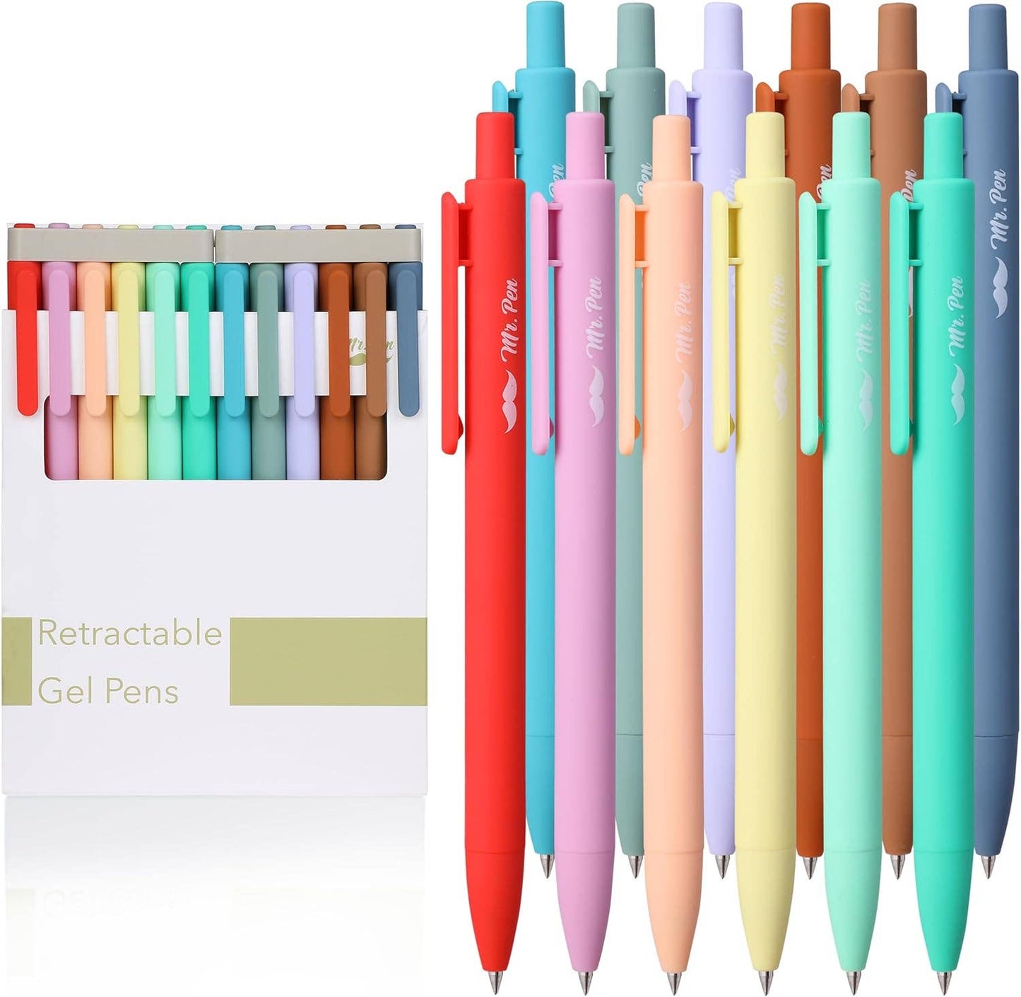 Cute 12-Pack Retractable Gel Pens with Colored Ink