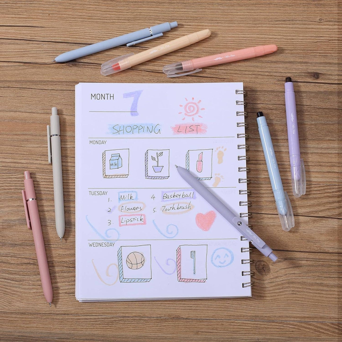 Mr. Pen 8-Pack Pastel Gel Highlighters and Pens