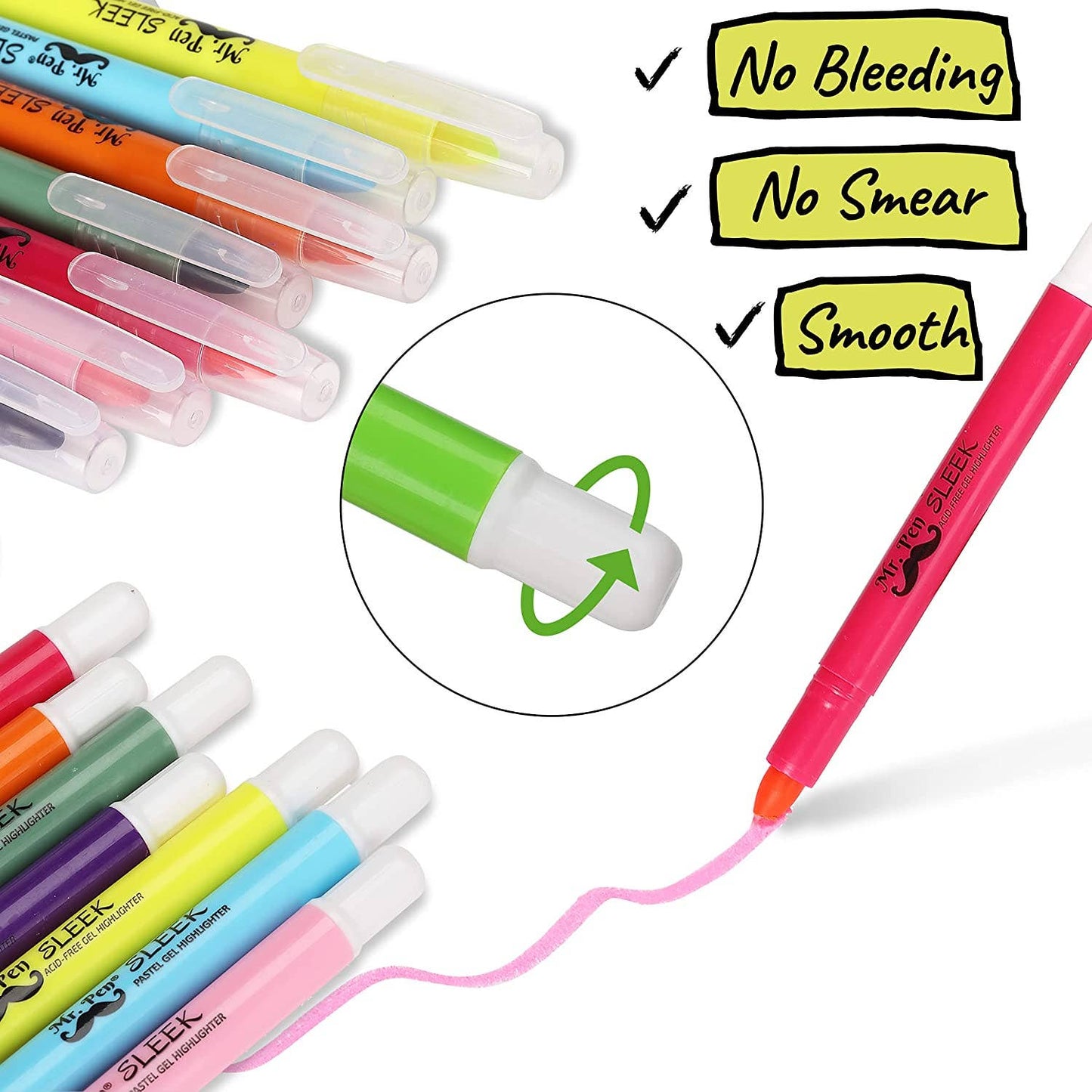 Mr. Pen No Bleed Gel Highlighter Set - 16 Colors