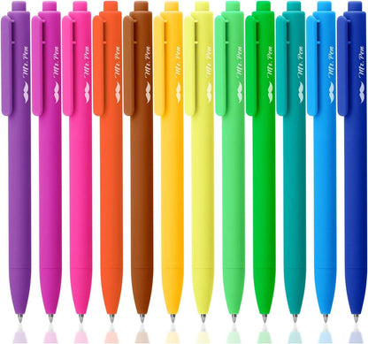 Cute 12-Pack Retractable Gel Pens with Colored Ink