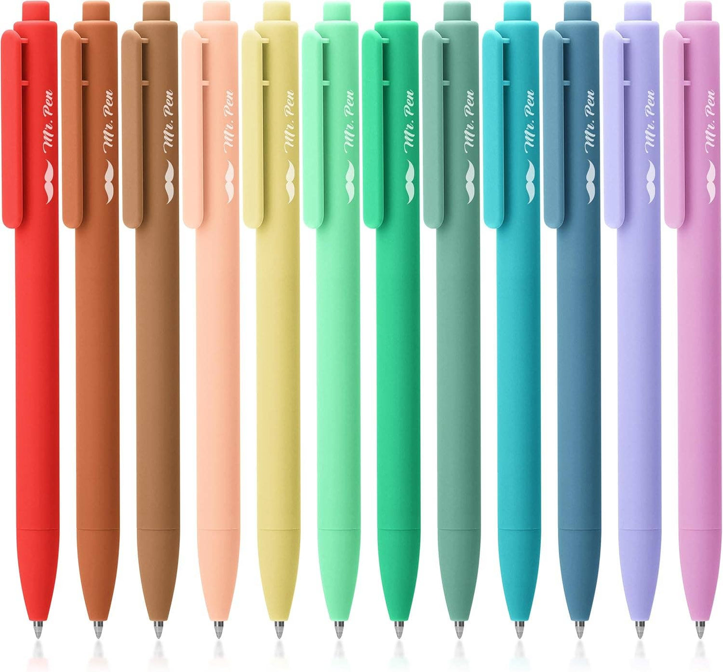 Cute 12-Pack Retractable Gel Pens with Colored Ink