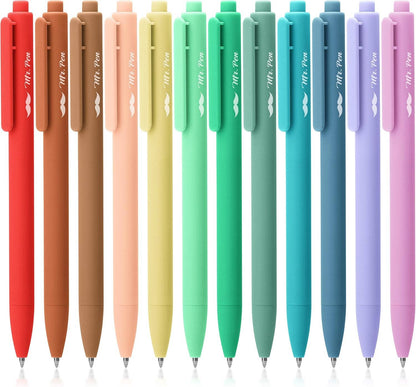 Cute 12-Pack Retractable Gel Pens with Colored Ink