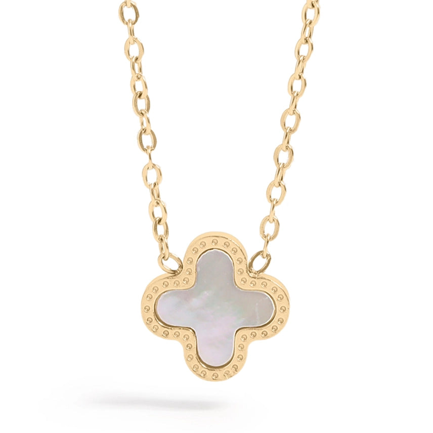 18K Gold Pvd Stainless Steel Lucky Clover Charm Necklace