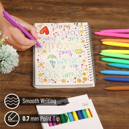 Cute 12-Pack Retractable Gel Pens with Colored Ink