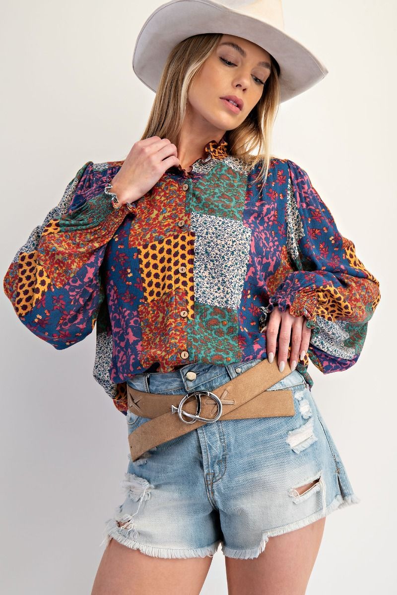 Patchwork Printed Top