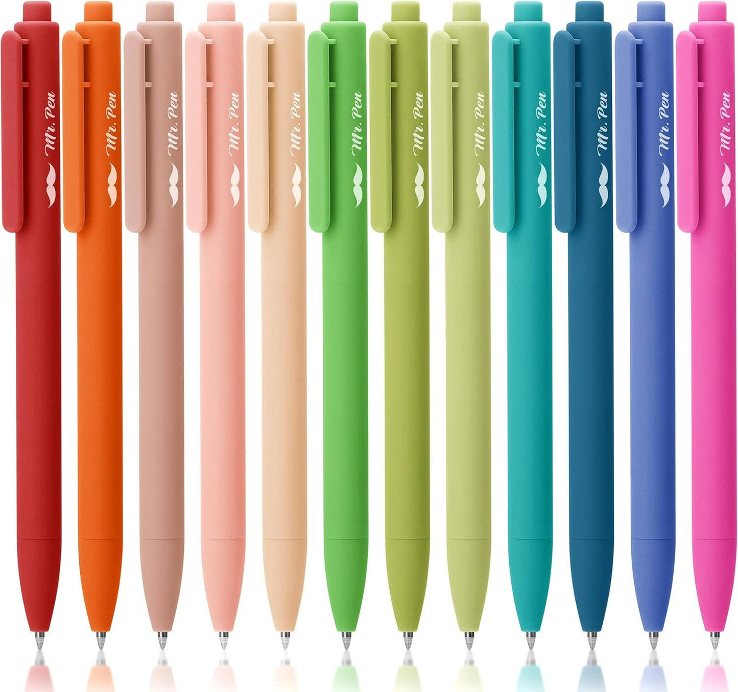 Cute 12-Pack Retractable Gel Pens with Colored Ink