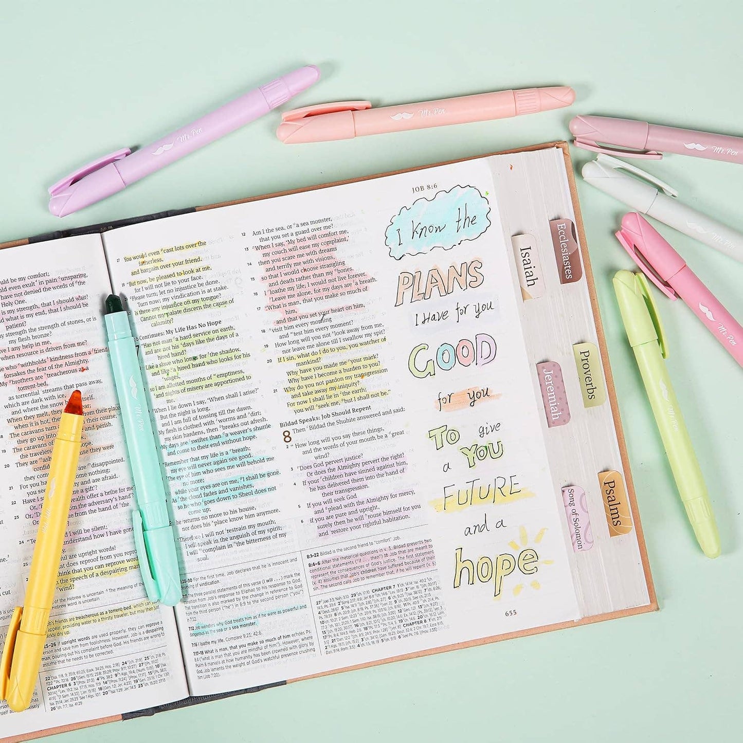 Gel Highlighters, 8 Pack, No-Bleed, Twist-Up Design, Sharpenable Tips, Smooth Glide, Perfect for Bible Pages